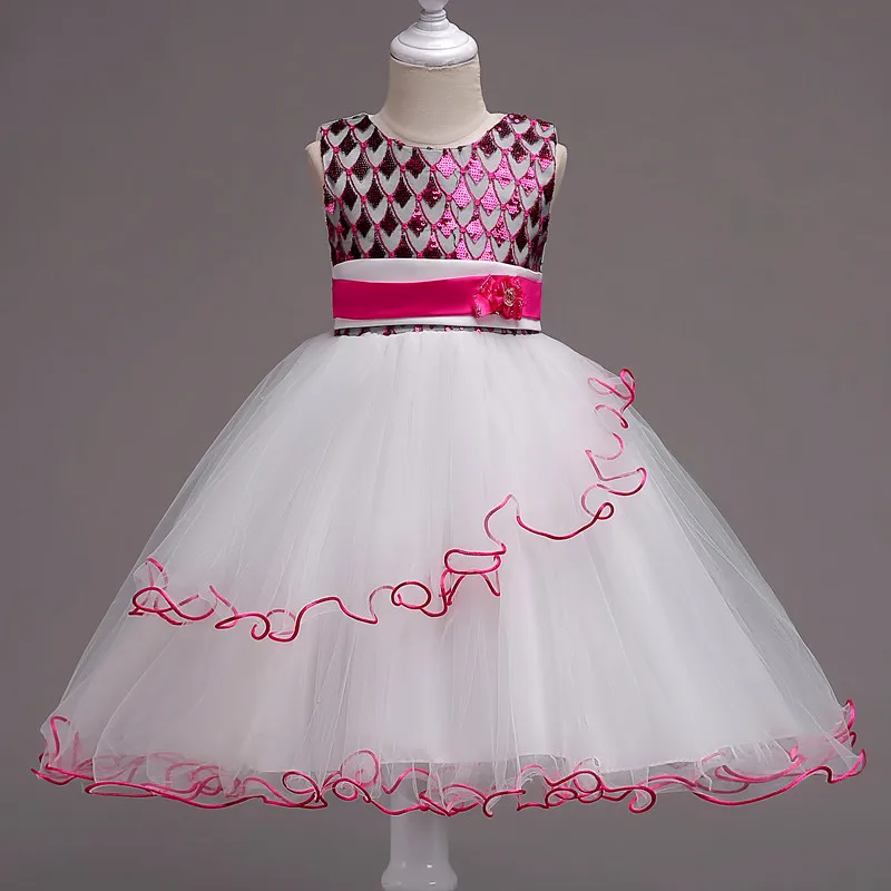 

Champagne Flower Girl Dresses Super Fashion Sequin Design Splice Lace Princess Prom Ball Gown Dresses For 15 Year Old Party