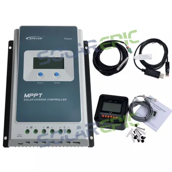 

20A MPPT Solar Charge Controller + Remote Meter MT50 EPEVER Battery Regulator +Battery Temperature Sensor and Monitoring Adapter