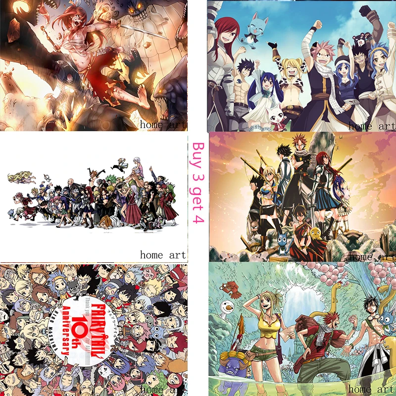 

Fairy Tail Posters cARTOON Wall Stickers White Coated Paper Prints Home Decoration Livingroom Bedroom Bar Home Art Brand