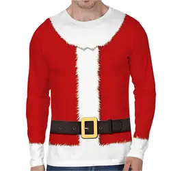Косплэй Санта Клаус Рождество смешно пародия Fun с длинным рукавом для мужчин и женщин для взрослых Топы Нижнее белье Рождественский Костюм