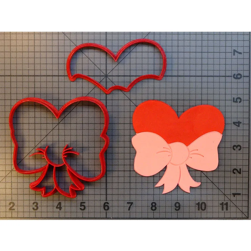 

Big Heart Bow Cookie Cutter Fondant Cupcake Molds Custom Made 3D Printed Cake Decorating Tools cortadores de fondant Molds