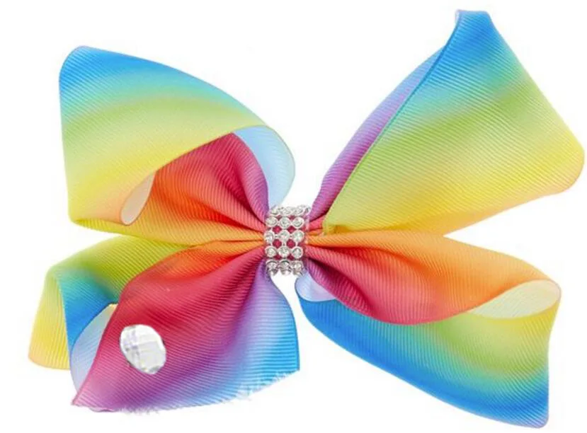 

free shipping 2017 Newests 30pcs 8'' rainbows hair bows Boutique big rainbows hair bows Girl ABC hair clips