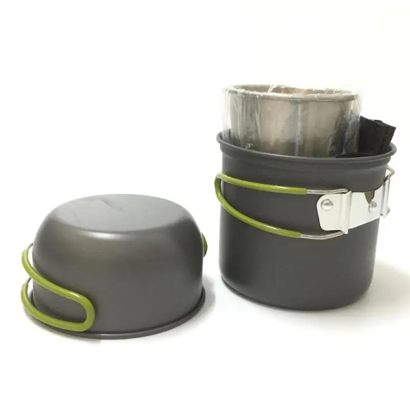 9 En 1 Juego de ollas para Picnic, ollas antiadherentes, cuencos, tazas portátiles de aleación de aluminio, Camping, senderismo, vajilla, utensilios de cocina de viaje
