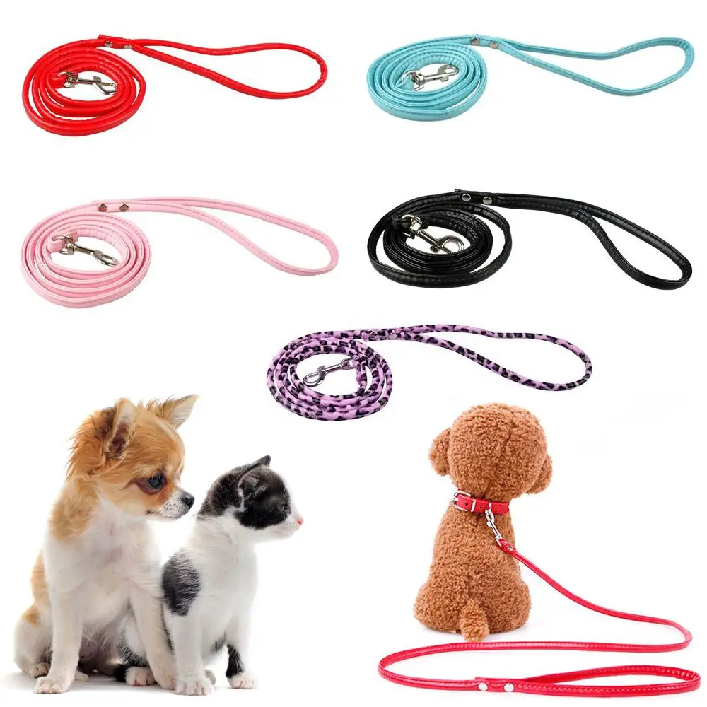 

1 Pcs Flexible Dog Cat Puppy Kitten Walking Rope Pet Leash Long Smooth PU Leather Lead Wire Pure Color Useful Pet Supplies