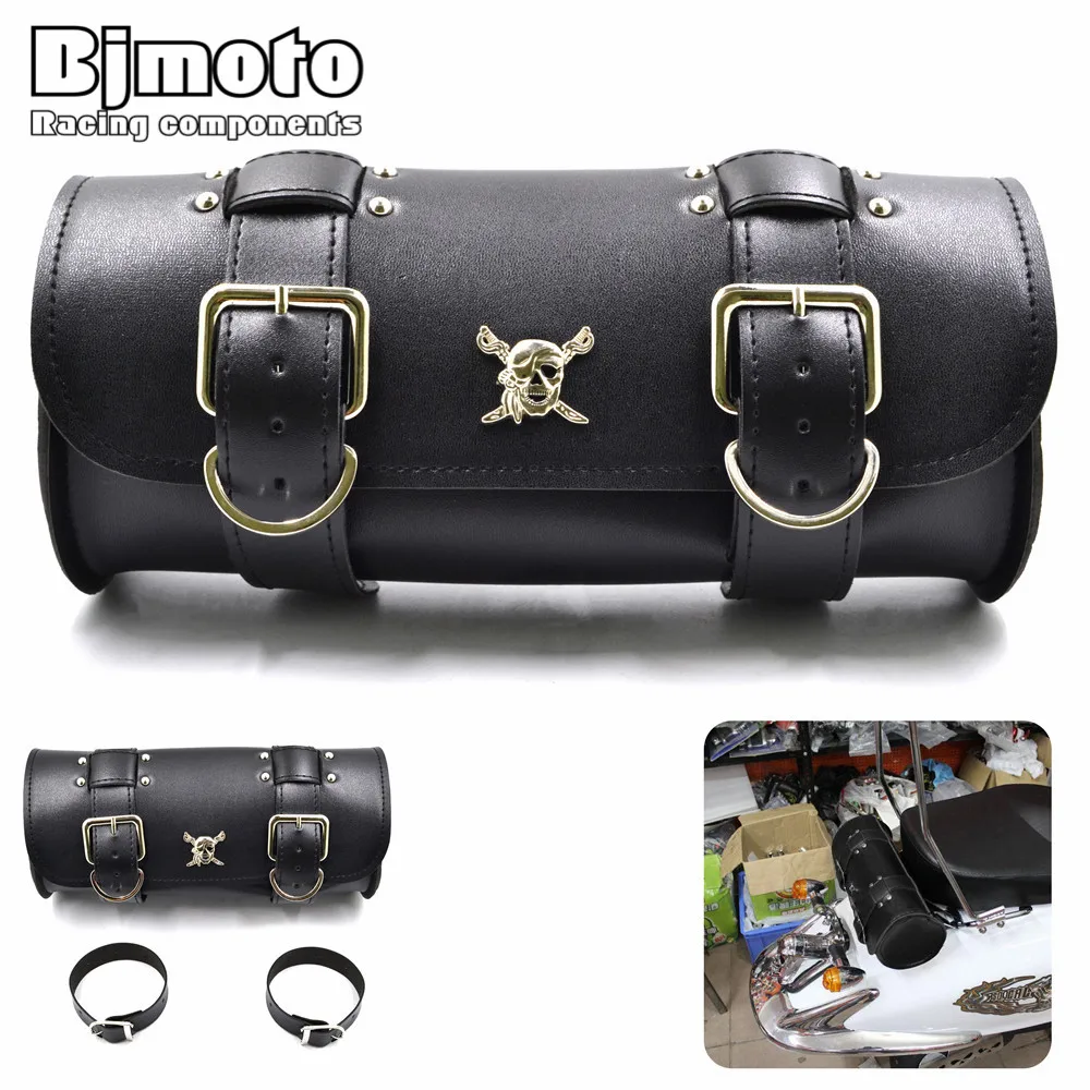 New Motorcycle Leather PU Front Fork Tail font b Tool b font font b Bag b