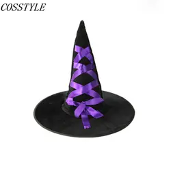 Хэллоуин вечерние маскарадные костюмы унисекс для взрослых черная ведьма указала Шапки Косплэй мастер Pleuche шапка для Для женщин Для мужчин