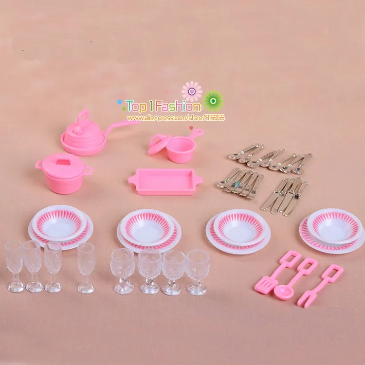 Mininature Simulation tableware BJD dolls Kitchen pots and pans dishes glasses cutlery for barbie doll