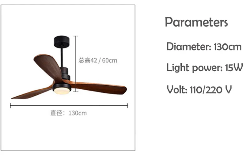 Vintage wooden ceiling fan light luxury home Wooden Ceiling Fans With Lights 42/52 Inch Blades Cooling Fan Remote Fan Lamp