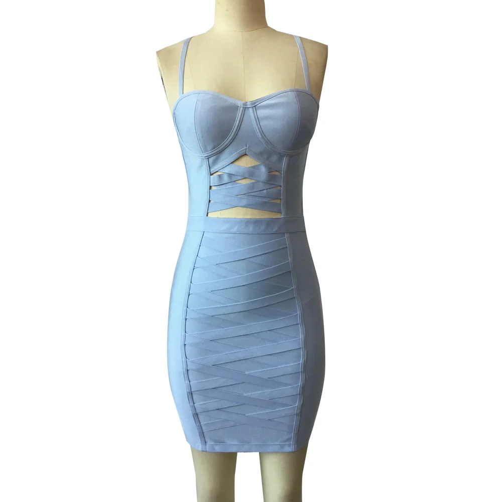 

KAOUYOU 2019 Bandage Dress Off Shoulder Dress Bodycon Spaghetti Strap Hollow Out Mini Dress Summer Clothes For Women