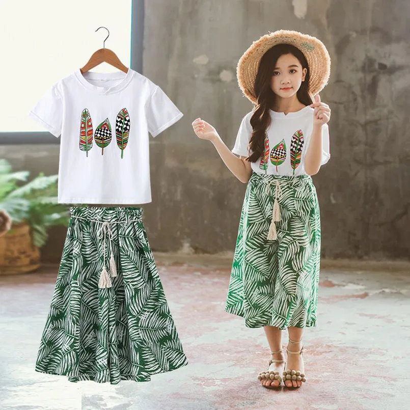 

Summer Girls Clothes Sets Baby Girl Short Sleeve Shirt Top+Shorts Suits Kids Clothing Printed Children's Clothes