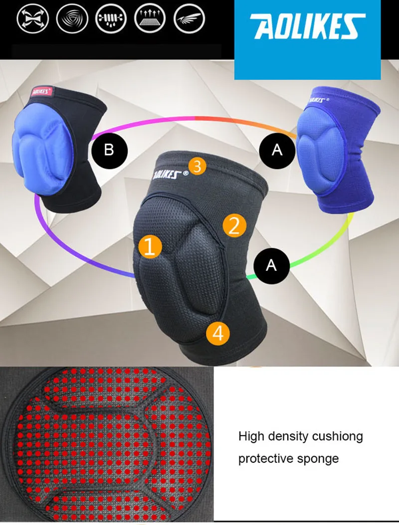 1 пара AOLIKES губки Наколенники для танцев баскетбола волейбола rodilleras ползунки наколенник Защита протектор поддержка Наколенники