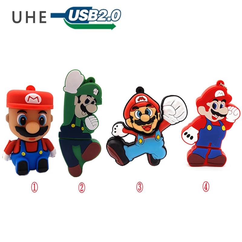 Флешка Super Mario usb 4 ГБ 8 16 32 64 Гб мультяшная карта памяти u диск креативная в подарок