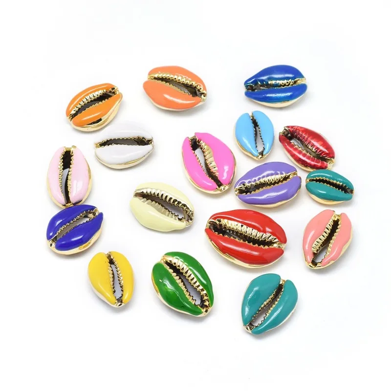 

20pcs Electroplated Cowrie Shell Beads Undrilled/No Hole Bead for jewelry making ,Mixed Color ,19~25x14~18mm F60