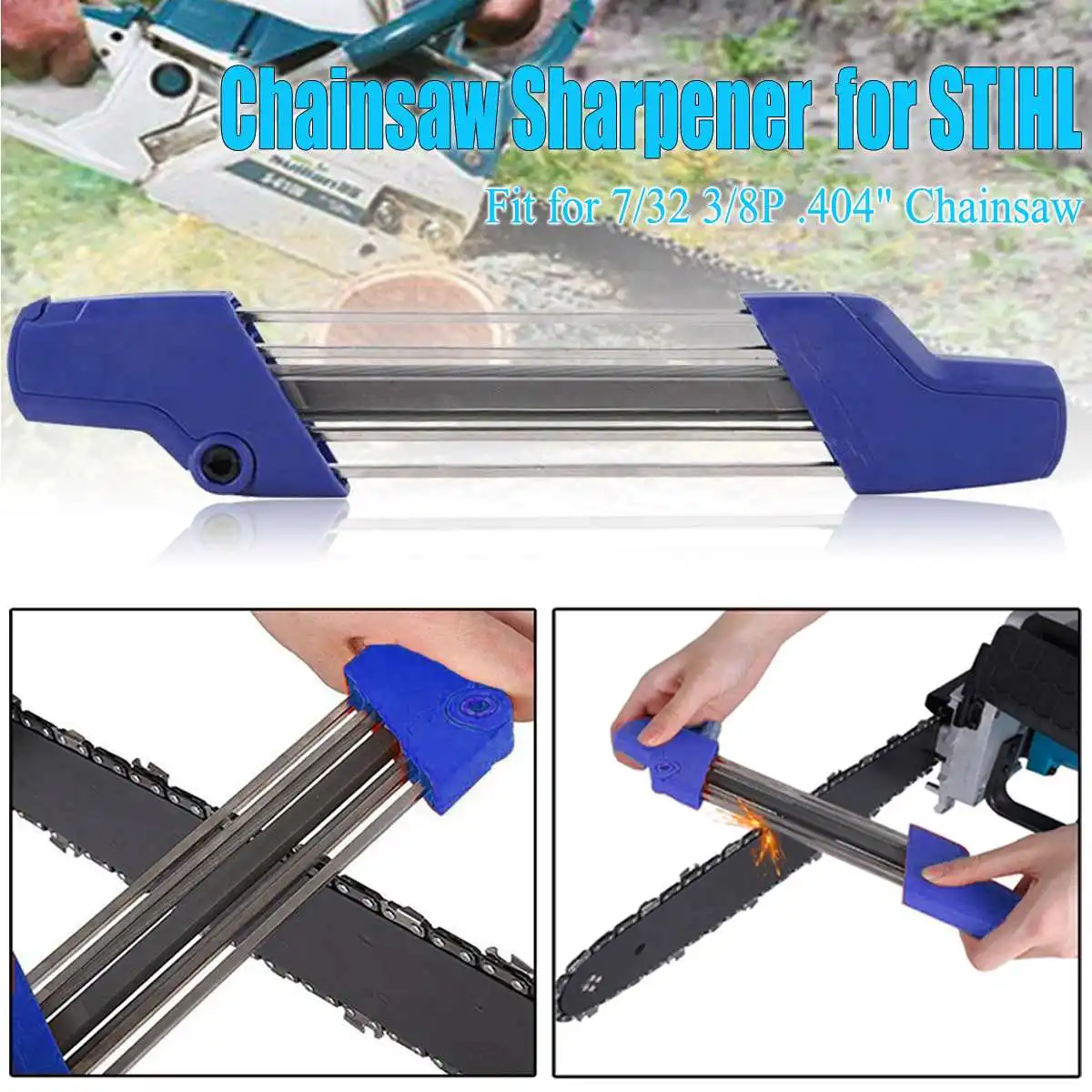 

Easy Chainsaw 2 IN 1 Chain File Sharpener 7/32 5.5mm File for 3/8P .404" Replace for Stihl Chain Grinding Tool