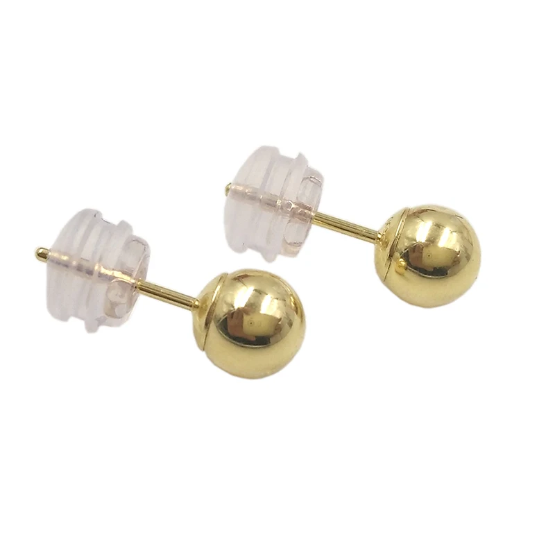 Klassieke Minimalistische Bal 18K Kraal Diameter 3 4 5Mm Optionele Echte Au750 Stud Oorbel Voor Dames Man Meisjes