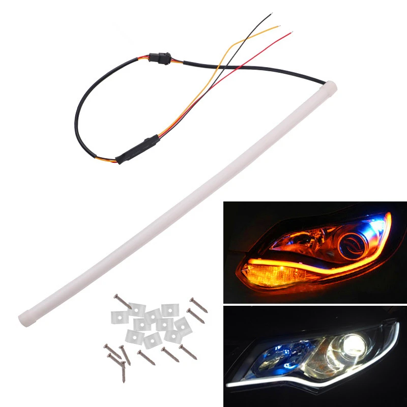 2 шт. гибкая светодиодная лента для дневных ходовых огней 45 см|12v led light|cob drldrl strip |
