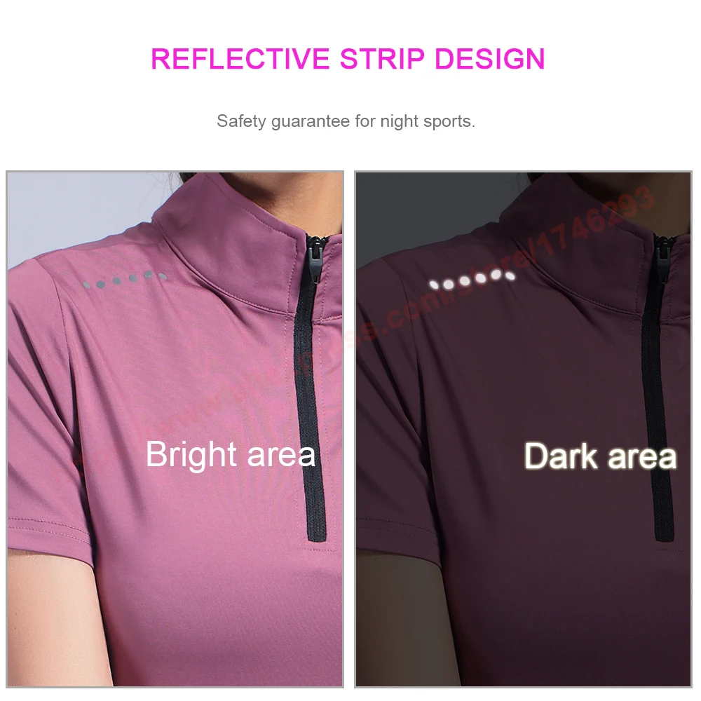 Woman Running Compression Shirt Outdoor Sports Fitness Tee Fast Dry Night Short Sleeve Yoga Woman Training Top