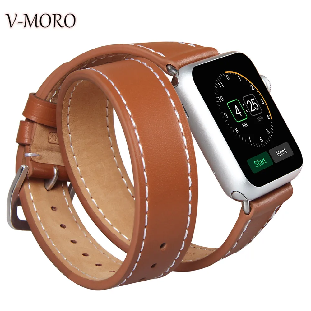 V-MORO для Apple Watch Band 38 мм iWatch Double Tour кожаный ремешок для Apple Watch + адаптер серии 3 серии 2 серии 1 Sport Nike