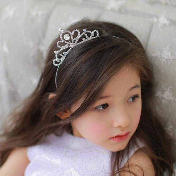 

Clear Rhinestone Tiara Hairbands For Girls Little Princess Crystal Tiara Hair Jewelry Flower Girls Hairbands
