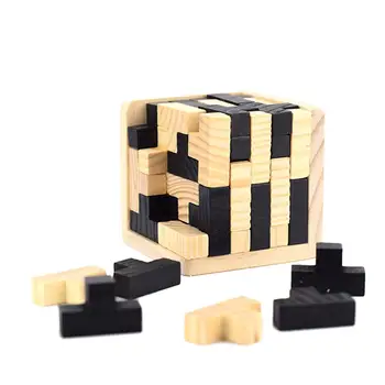 

Wooden 3D Puzzle Luban Interlocking Toys IQ Brain Practice Educational & Learning Wooden Cube Puzzle Toys for Children Adults