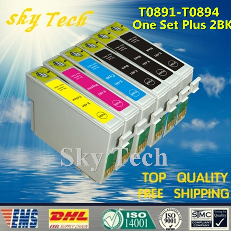 6X Совместимый картридж для T0891-T0894 Epson DX6000 DX6050 DX7000F DX7400 DX7450 DX8400 и т. Д. | Компьютеры