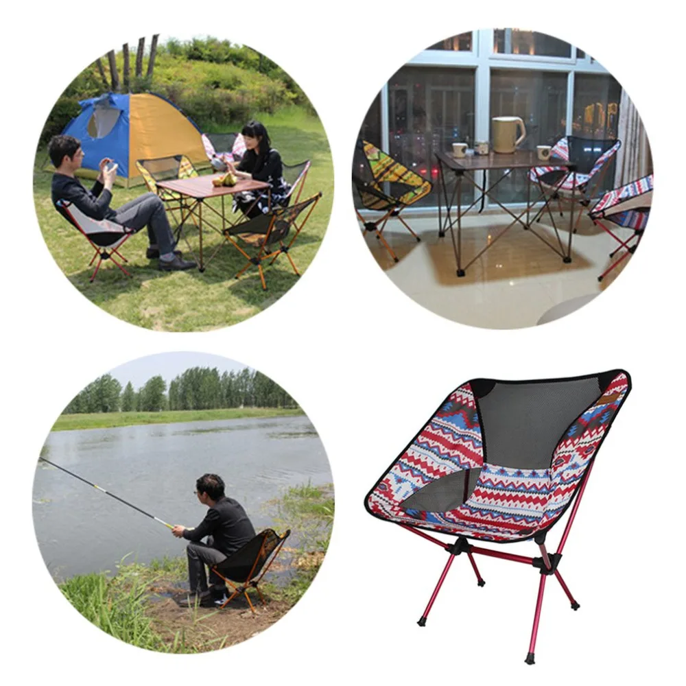 

OUTAD Portable Aluminum Alloy Outdoor Fishing Chair Colorful Ultralight Foldable Camping Travel Chair with Backrest+Carry Bag