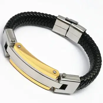 

LOOKER Stainless Steel Leather Bracelet For Men Women Accessories Bracelet Couples Jewelry
