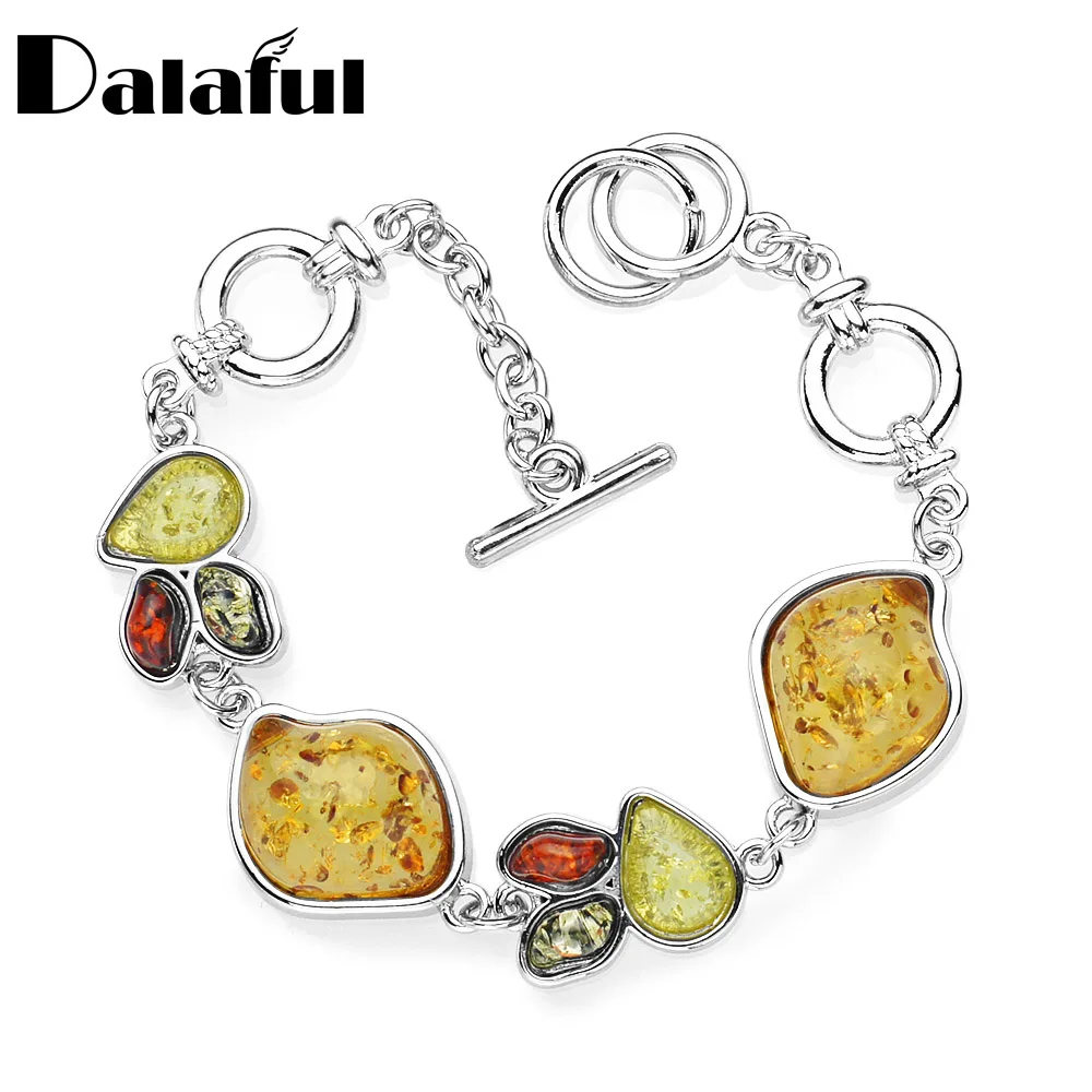 

Fashion Tear Drop Multicolor Baltic Simulated Amber Honey Link Chain Bracelets & Bangles For Women Bracelets For Gift L83201