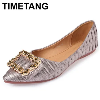 

TIMETANGLady soft sole FlatsShoes for drivepregnant woman fashion shoes Women Spring summerShoes pointed toe shoesrhinestoneE594