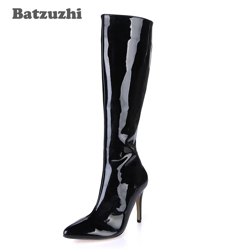 black patent leather boots