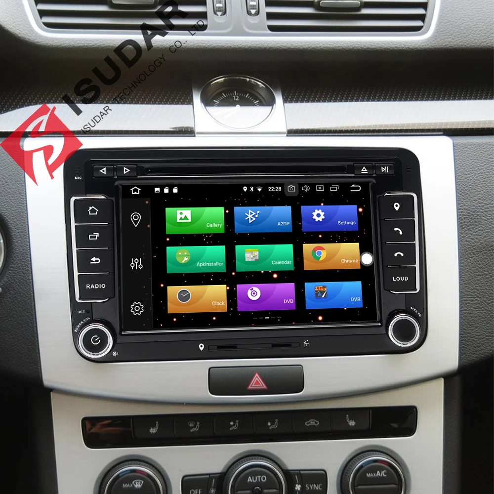 Isudar coche reproductor Multimedia 2 Din Car Radio GPS Android 8,0 Autoradio para VW/Volkswagen/POLO/Golf /Skoda/Octavia/asiento/Leon DSP