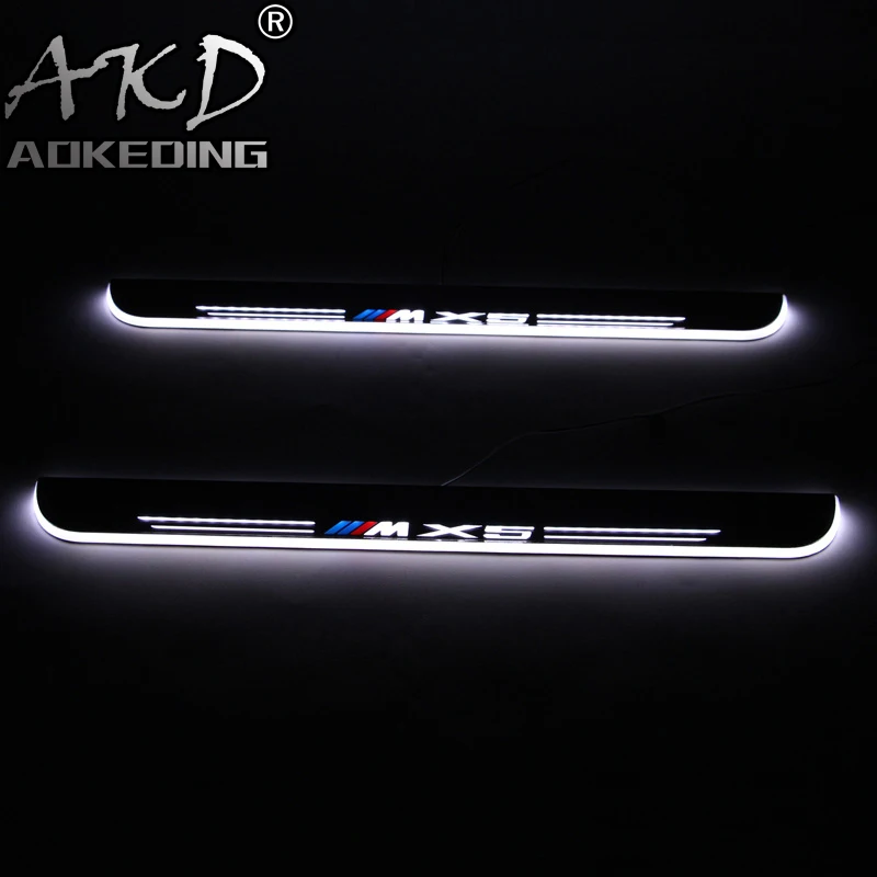 AKD 4 шт., акриловый движущийся светодиодный педальный автомобиль, накладка на педаль, дверной порог, дорожка, светильник для BMW X5 E70 F15 2007
