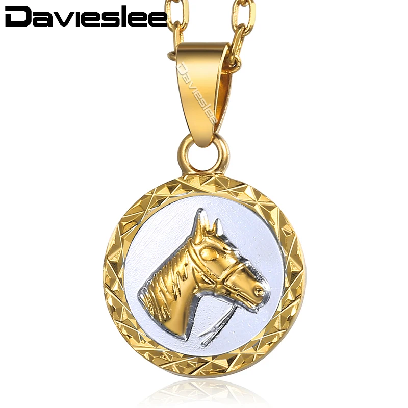 Женская подвеска в форме лошадиной головы Davieslee ожерелье круглой формы с резным