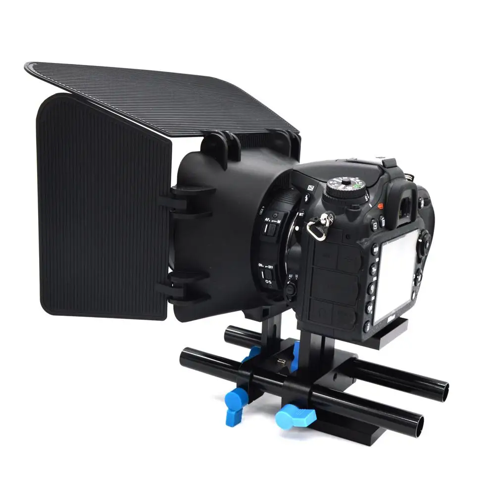 Алюминиевый 15 мм рельсовый стержень система поддержки высокого подъемника DSLR камера крепление и 1/" винт Быстрый башмак пластина для непрерывного фокуса Матовая коробка r25 - Цвет: black