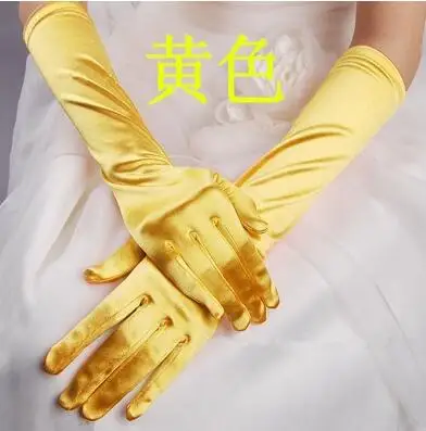 Женские однотонные длинные перчатки женские атласные длинные солнцезащитные перчатки женский длинные сексуальные перчатки R2007 - Цвет: yellow