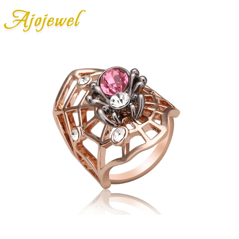 

Ajojewel Exaggerated Crystal Rhinestone Animal Jewelry Cobweb Spider Rings For Women