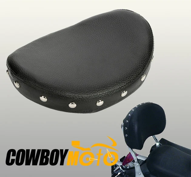 Universal Motorcycle Black Rear Passenger Backrest Seat Stud Studded