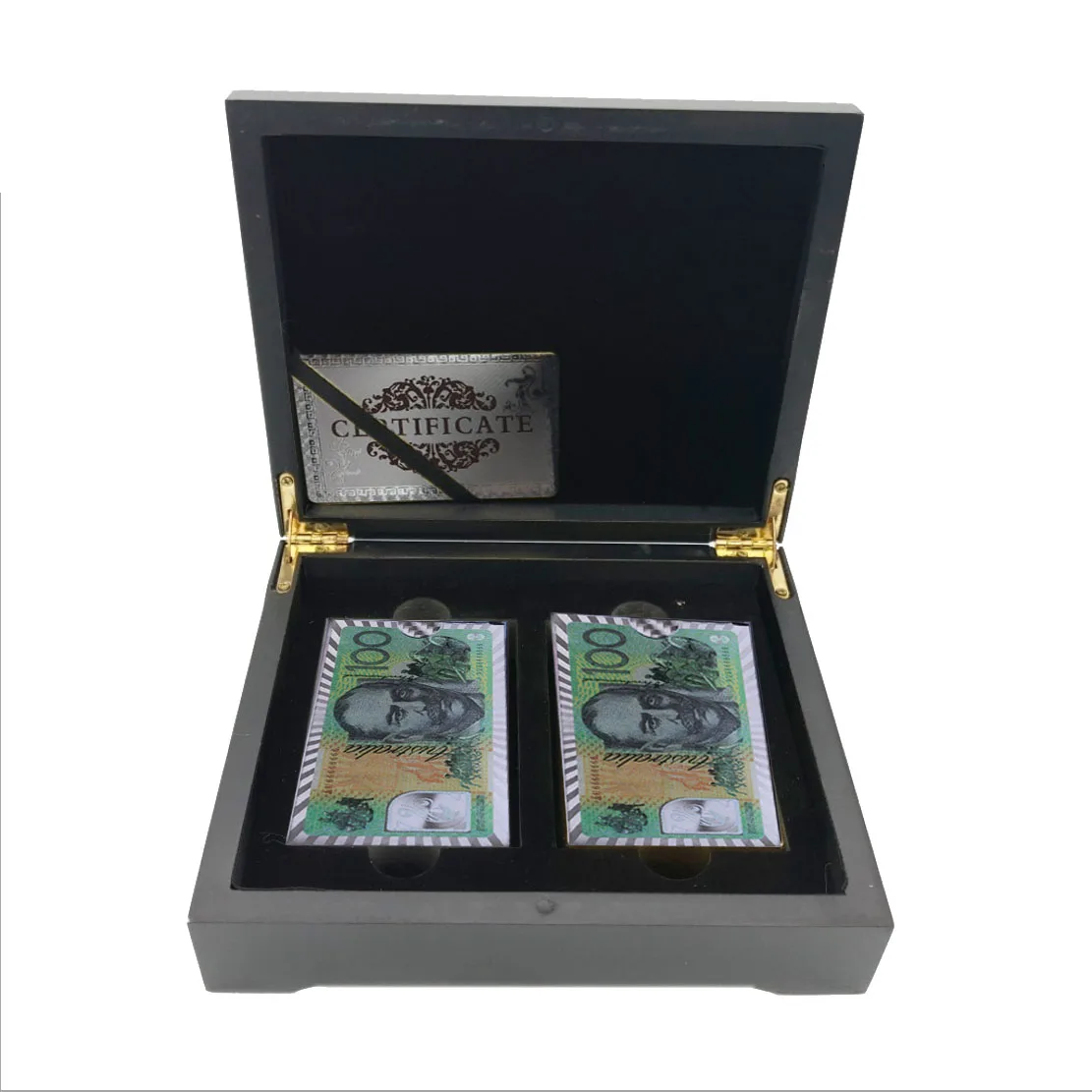 

AUD 100 Silver Banknote Collectible Double Playing Card with Wooden Box Personalized Gifts