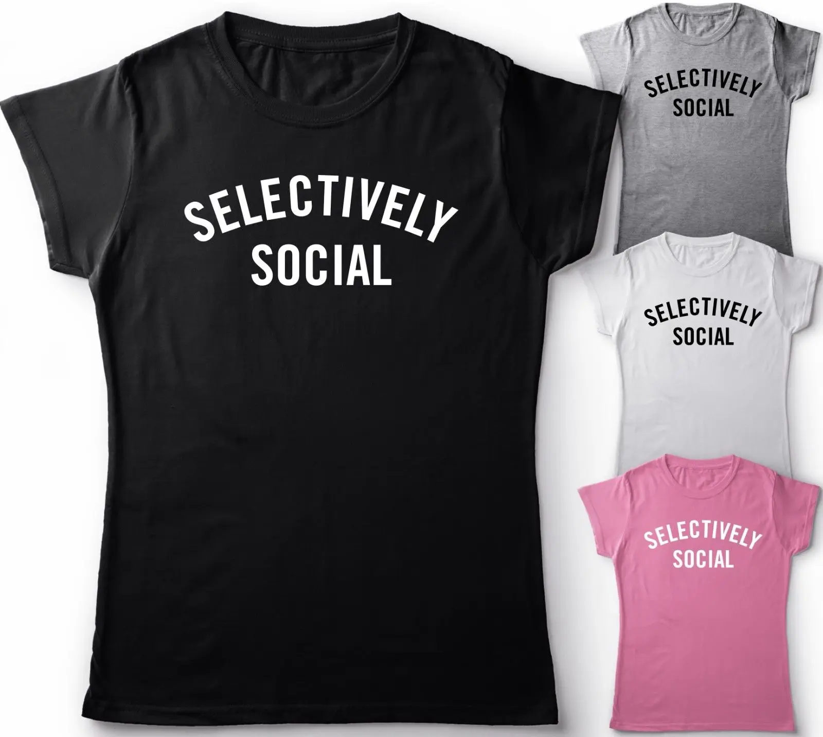 

SELECTIVELY SOCIAL FUNNY SLOGAN UNISEX\LADIES T SHIRT GIFT IDEA TOP PARTY TEEMen'S T-Shirts Summer Style free shipping