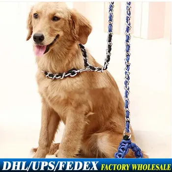 

20Pcs/Lot Large Dog Nickel-plated Chain Anti-rust Series Flower Collar Leash L 5.0*160cm Dog Collars Leads