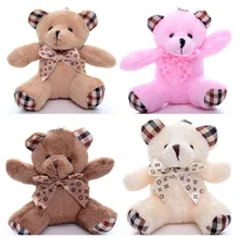10cm Mini Teddy Bear 10pcs/Lot Brown/White Bear Small Pendant Plush Toy Wedding Gift Advertising Gifts Key Chain