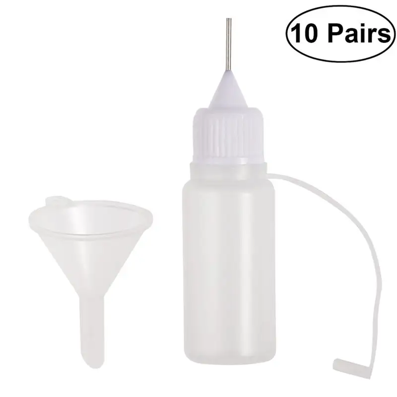 

10pcs Tip Applicator Bottles 30ml Precision Plastic Tip Glue Bottles Dropper Bottles with 10 Funnels to Detail Work Painting
