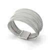 Stainless Steel Magnetic Clasp Wide Mesh Bracelet Silver Color for Women 1 Piece Jewelry Accessory 4