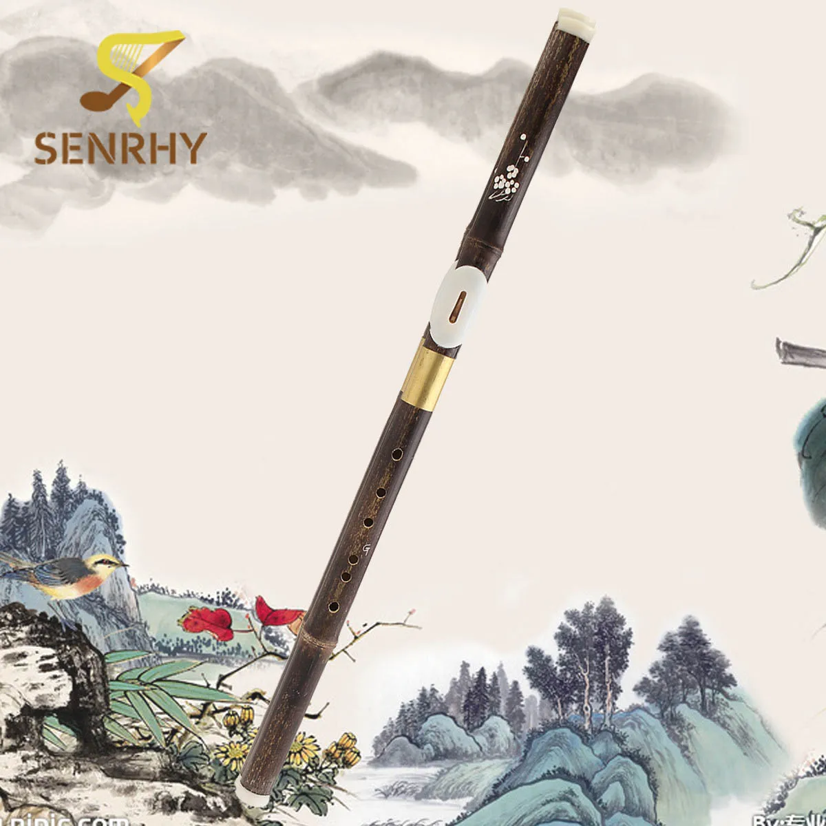 

6 Holes G Key 560x23 mm Chinese Traditional Vertical Musical Instrument Shichiku Bamboo Flute Woodwind Musical Instruments