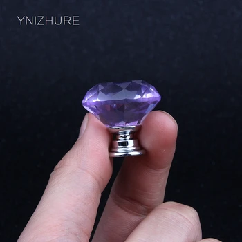 

30mm Furniture Drawer Cabinet Door Handles and Knobs,Kitchen Hardware Accessories New Cupboard Pulls,Silver Base Purple Handle