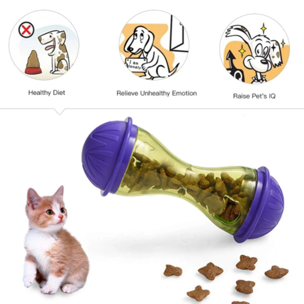 Pet Feeder Food Dispenser Treat Ball Cat DogToy Ball Fitting All Cat