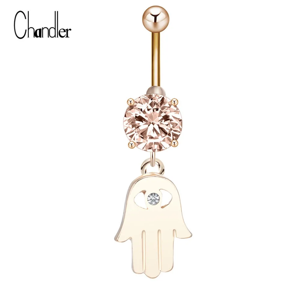 316L Stainess Steel Piercing Body Jewelry Silver Plated Hand Dangle Austrian CrystalNavel Belly Button Ring Bar Umbilical Nail