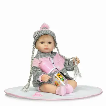 

Nicery 16-18inch 40-45cm Bebe Doll Reborn Soft Silicone Boy Girl Toy Reborn Baby Doll Gift for Children Gay Pink Sweater