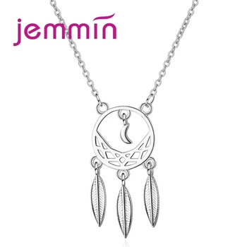 Top Sale New Arrival Women 100% 925 Sterling Silver Fashion Bohemia Style Feather Pendant Necklace For Wedding Engagement