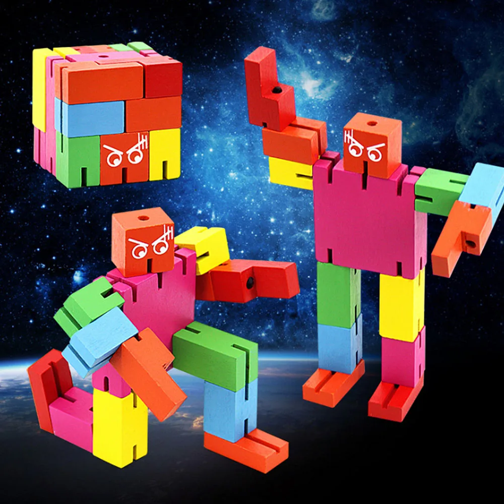 Новый деревянный робот-трансформер головоломка граффити магические кубики складные детские развлечения горячая Распродажа игрушки